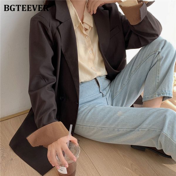 

blazers new elegant office ladies solid blazer chic double breasted loose female outwear 2021 spring suit jackets femme vboh, White;black