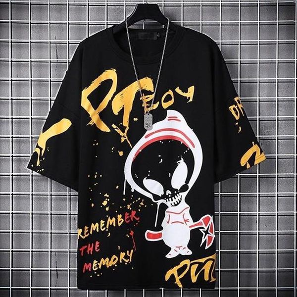 

korean hip hop summer mens t shirts male tees casual harajuku japanese streetwear high street letter print, White;black