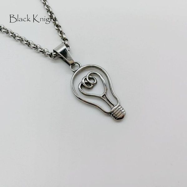 

pendant necklaces black knight womens creative fashion jewelry lamp bulb necklace silver color stainless steel blkn0719