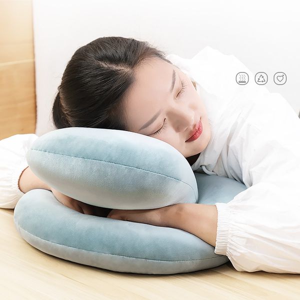 

11 styles office pillow portable inflatable press nap pillows soft car outdoor travel hiking head rest neck home sleep cushion 34*43*17cm zz