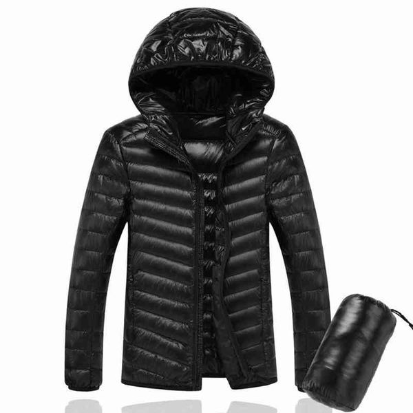 

Ultra light men's Hooded et, white duck feather, warm, portable bag, 2020, Black