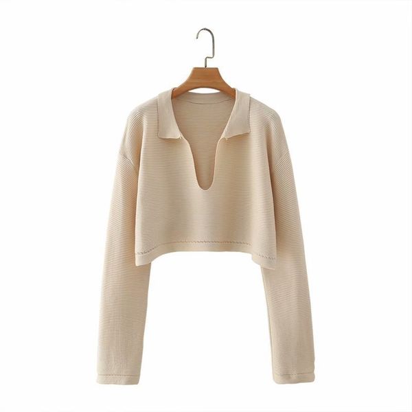 

paris girl autumn winter knitted v neck sweater women short loose female knitwear pullover long sleeve 210524, White;black