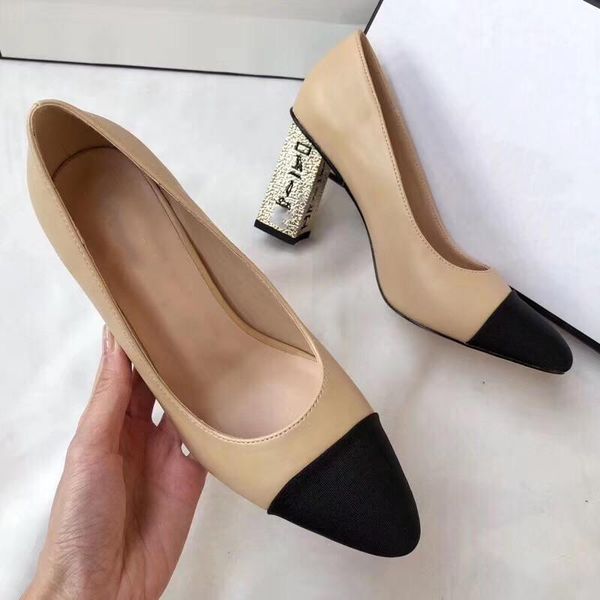 

dress shoes classic c retro metal heel with color matching women's star same paragraph, Black