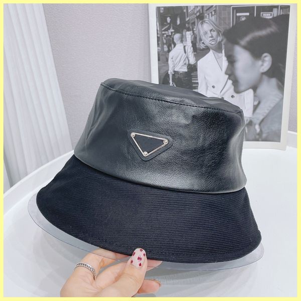

leather bucket hats fashion designer beanie for women mens winter hat p triangle fitted luxury caps men bonnet beanies cap trucker 21102303r, Blue;gray