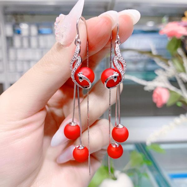 

dangle & chandelier 925 sterling silver earrings red phoenix tail piercing ear cuffs fine jewelry for women 2021 trend
