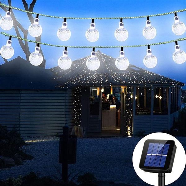 

solar lamps string lights outdoor waterproof globe garland powered patio light decorative with 8 lighting modes for garden yard