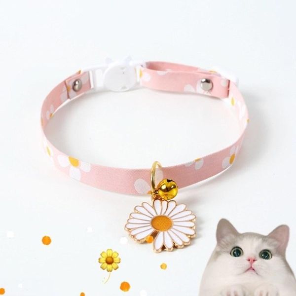 

cat collars & leads daisy flower pattern adjustable collar bell for cats puppy kitten pet lead leashes supplies