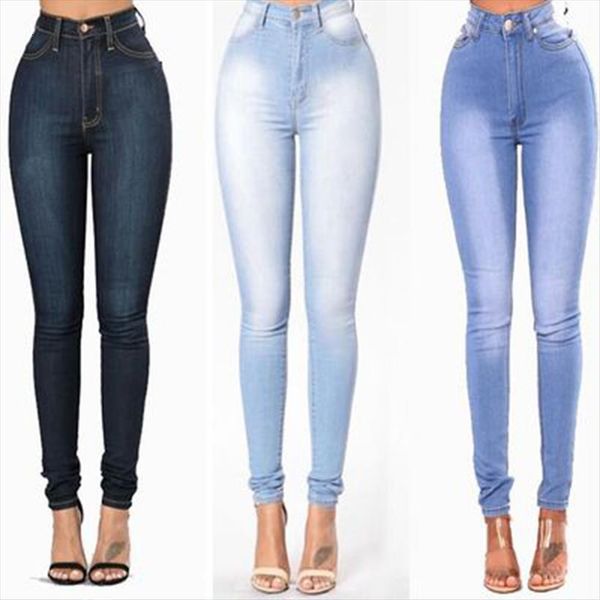 

plus size 3xl grinding women pants elastic skinny stretch jeans high waist washed casual denim pencil lady, Black;white