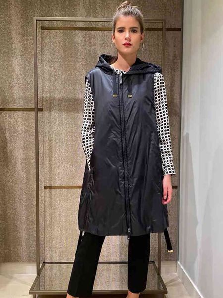 

jacket 2021 Spring Collection Camel Wool Filling Elegant Lady Style Hooded Long Vest, Black;brown