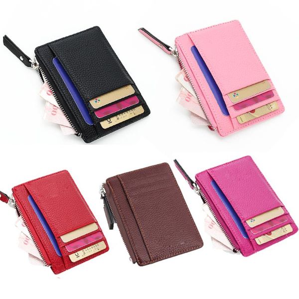 

card holders women's wallet id holder purse leather cartera mujer, Brown;gray