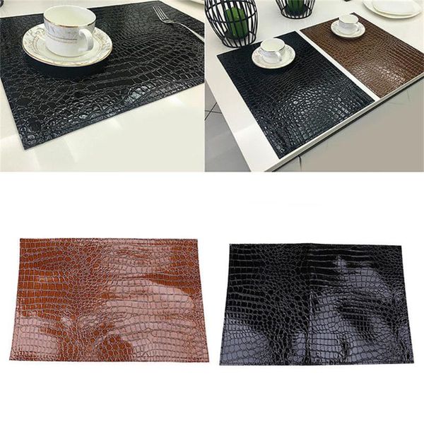 

table runner insulation pad mat decorative coffee coasters pu leather placemat european style crocodile pattern rectangle