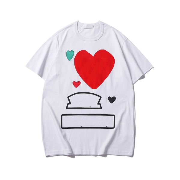 

men women t shirts multiple heart printed logo t-shirt, White;black