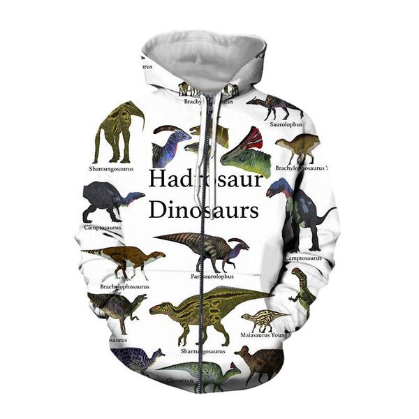 

women's hoodies & sweatshirts dinosaurs zip up hoodie 3d print streetwear men women oversize with zipper fashion harajuku clothing anim, Black