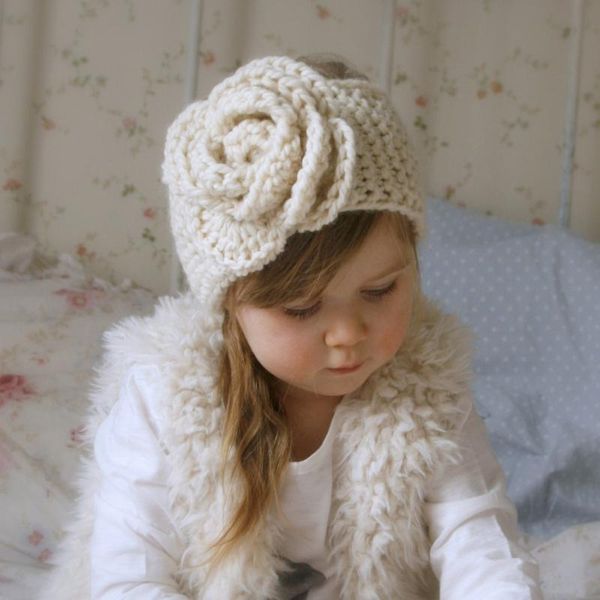

hair accessories winter warm baby knitted headgear headband born hand wool flower cover cute boys girls, Slivery;white