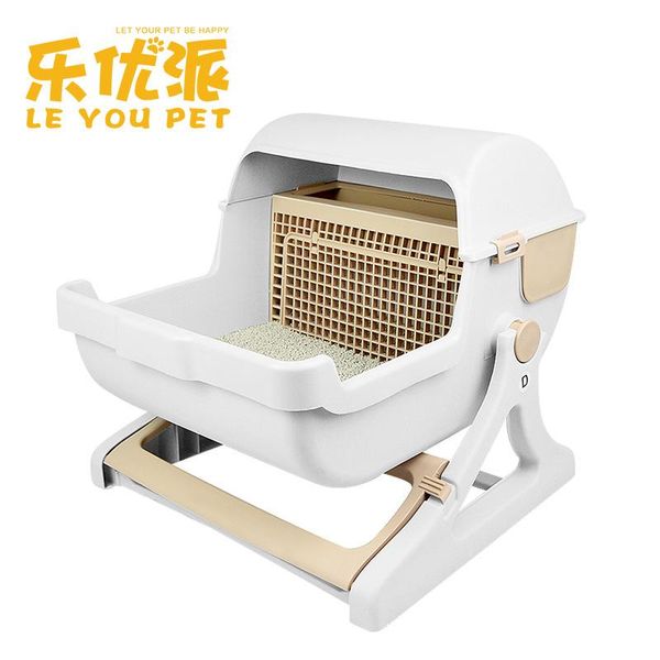 

other cat supplies super easy cleaning design modern luxury half-sealed toilet elevated cats litter pan large space plastic trays