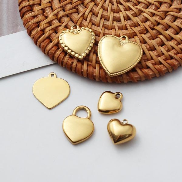 

charms gold tone love heart pendant stainless steel for diy jewelry findings making bracelet necklace supplies, Bronze;silver