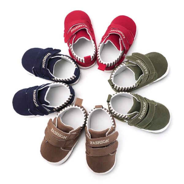 

first walkers infant babies boys girls shoes sole soft canvas solid footwear for borns toddler crib moccasins 4 colors available