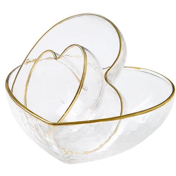 

heart shaped glass bowl mug golden edge transparent crystal breakfast e5bb bowls