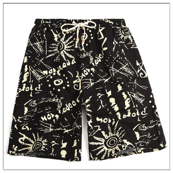 

2021 basketball shorts summer style cotton and linen printed big pants beach men's loose sport bbb777, Black