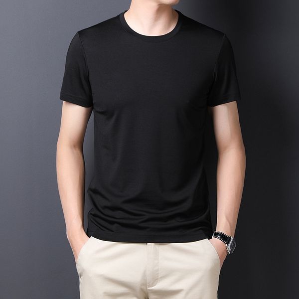 

men's t shirts 2021 summer british youth mercerized cotton short sleeve round neck solid ice thin, White;black