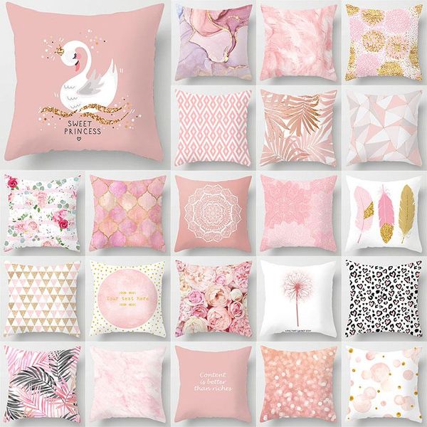 

cushion/decorative pillow geometric cushion cover pink feather plants pillowcases sofa cushions decorative throw pillows home decor pillowsc