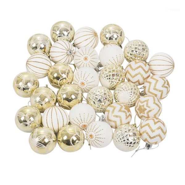 

30pcs christmas tree decor high qulity white gold ball ornament bauble party hanging for home decorations