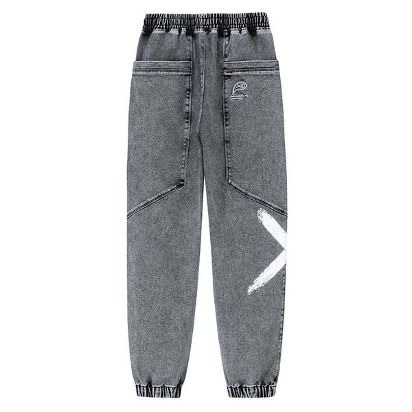 

men's jeans products drawstring stretch big character pants trendy fashion fit, Blue