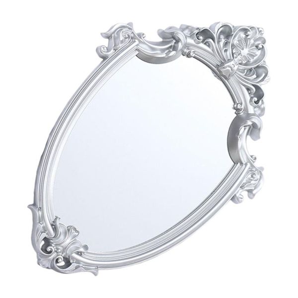 

mirrors 1pc vintage wall-mounted mirror embossed home decorative (silver)