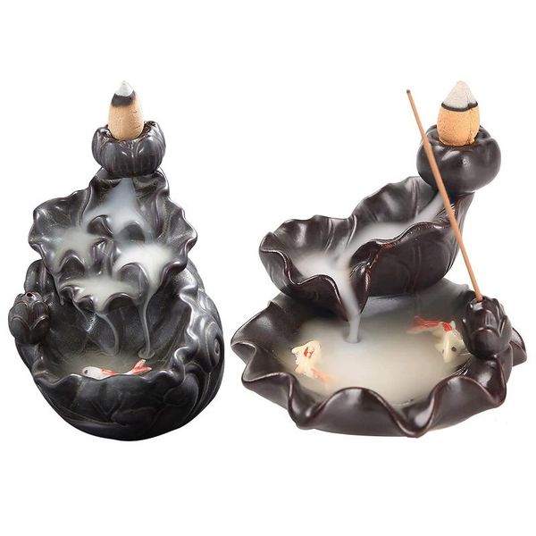 

fragrance lamps back flow incense burner ceramic lotus holder home decoration buddhist supplies for bedrooms yoga meditation