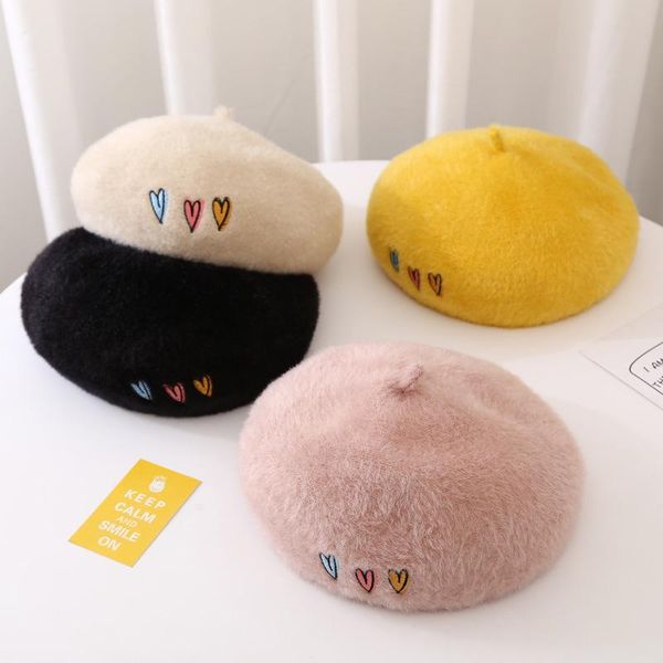 

children wool berets baby kids spring autumn winter hats boys girls fashion cap children's painter french caps &, Yellow