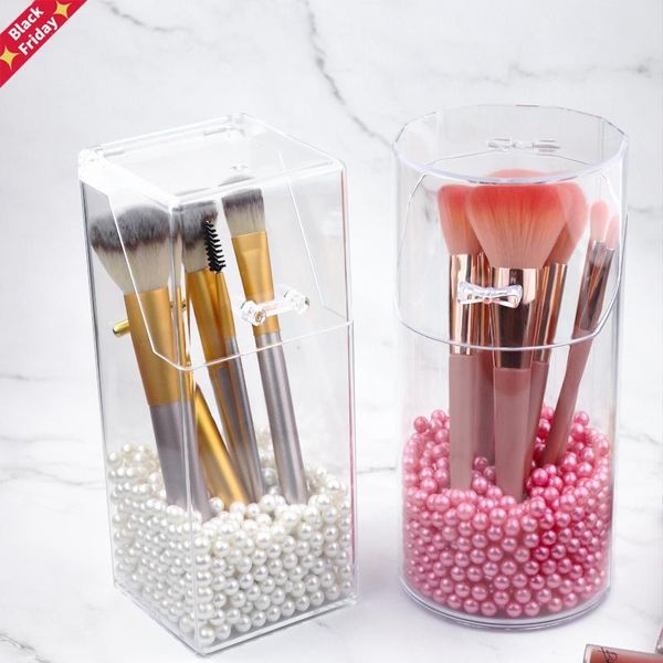 

acrylic cosmetic brush make-up storage box makeup holder pen rack nail polish organizer make up tools boxes & bins