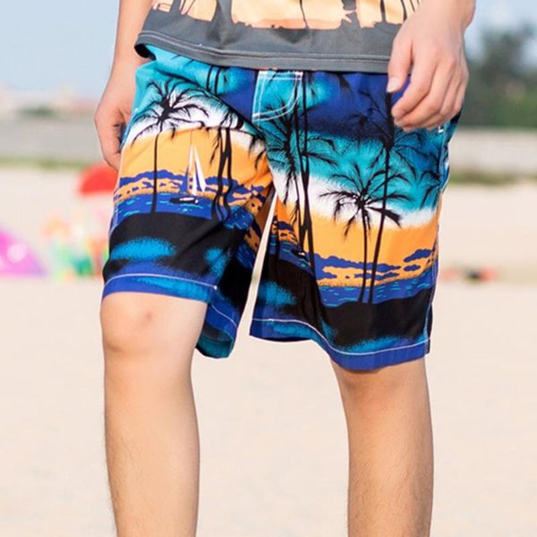 

plus size coconut tree print men swimming trunks summer beach shorts boardshorts flowers straight short mens men's, White;black