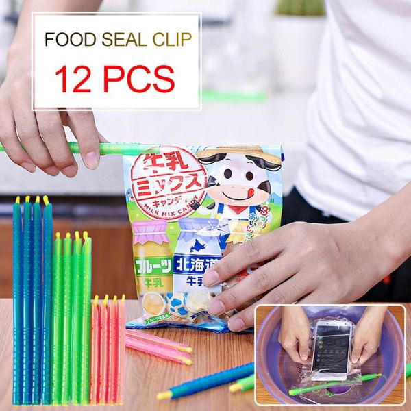 

12pcs plastic seal stick storage bag clips snack fresh keeping grip coffee sealing clamp kitchen gadgets