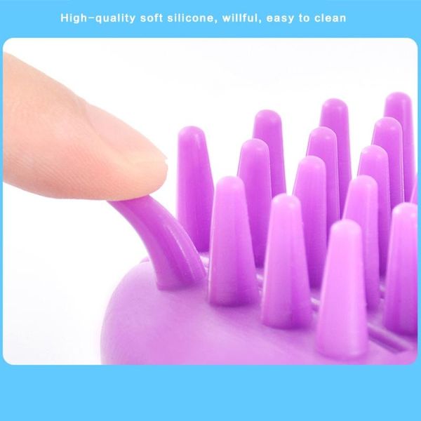 

hair brushes bx0f scalp massager shampoo brush exfoliating silicone bath body easy to clean remove dandruff, Silver