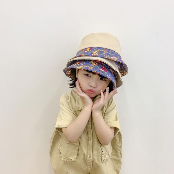 

wide brim hats thin breathable lovely cartoon children fisherman hat spring summer men and women sun protection, Blue;gray