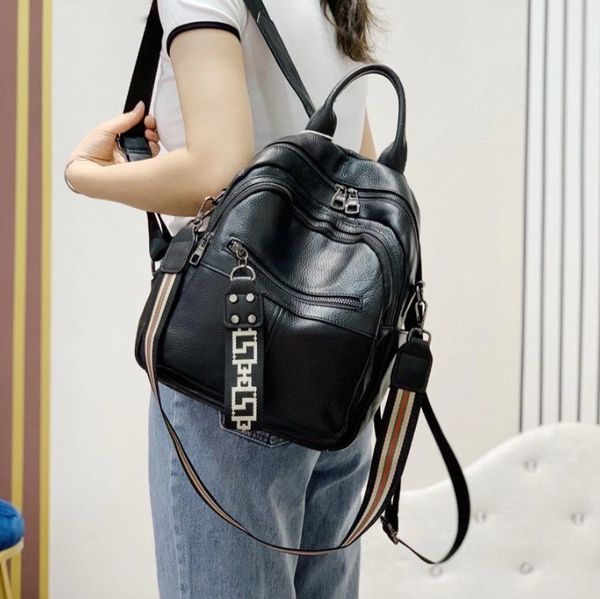 

bag women 2021 new korean women's fashion double shoulder bag head leather backpack
