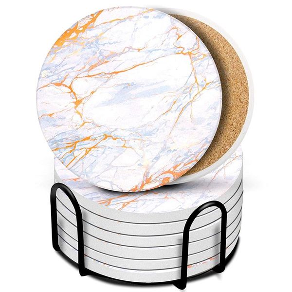 

vases coasters for drinks 8 pack - ceramic with holder set absorbent wooden table funny