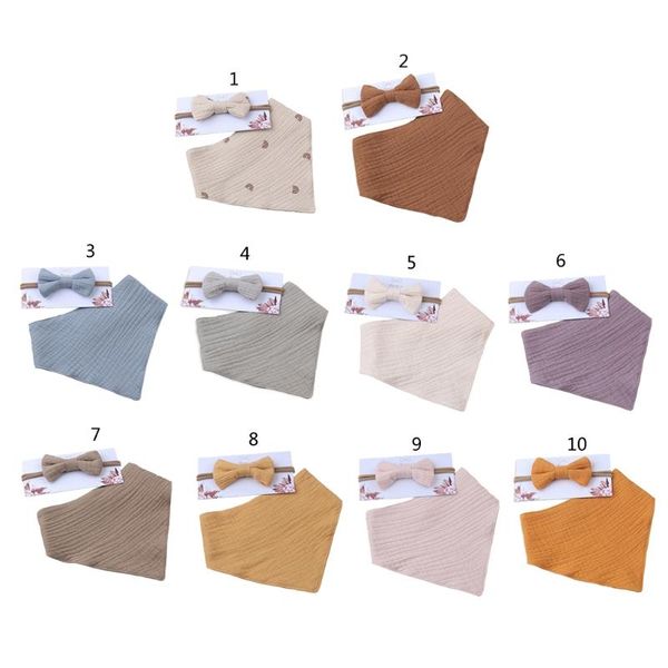

bibs & burp cloths 2 pcs baby girls elastic bow headband saliva towel set princess bowknot hair band feeding cloth kit