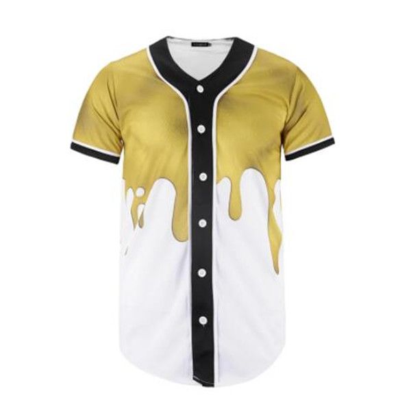 Zomer Mode Mannen Jersey Rood Wit Geel Multi 3D Print Korte Mouw Hip Hop Losse Tee Shirts Baseball T shirt Cosplay Kostuum 038