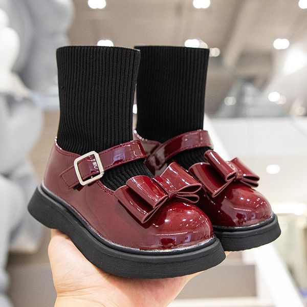 

boots autumnwinter girls british style student shoes outdoor children casual soft bottomcomfortable childrenbow-knot, Black;grey