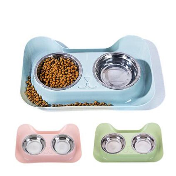 

cute cat bowl non-slip pet bowls dog food double water elevated feeder