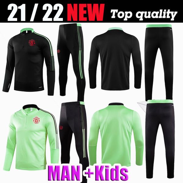 

men kids 2021 2022 rashford bruno fernandes pogba wan bissaka lingard greenwood training wear soccer jersey martial james football training, Black