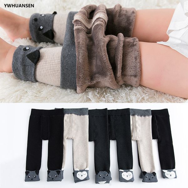 

legging 0 to 8-year-old fat fleece feeding leggings for girlscartoon winter baby leggins clothes cotton kid broek, Black
