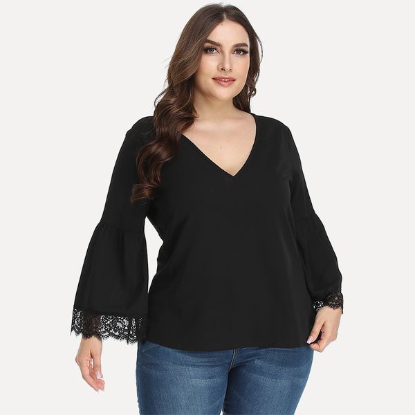 

tees t-shirt hy363706# women's large solid v-neck long sleeve t-shirt, White