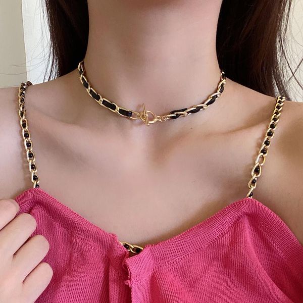 

chains fashion personality chain woven necklace internet hip hop clavicle creative ot buckle women, Silver