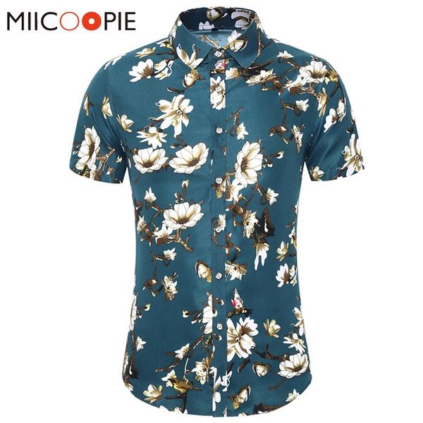 

summer men's hawaiian shirts 6xl 7xl korean fashion short sleeve casual vintage floral print blouse men clothing streetwear, White;black