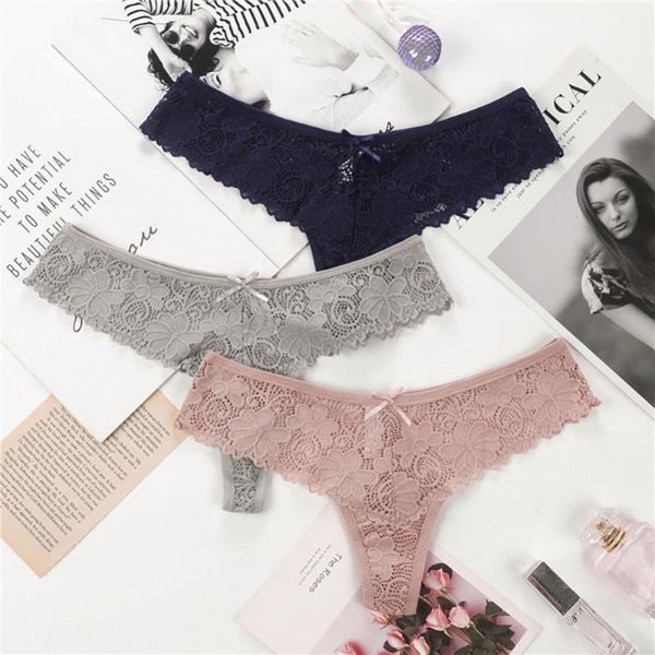 

women's panties fashion women solid color elastic ultrathin g-string underwear lace thongs t-back breathable soft lingerie female brief, Black;pink