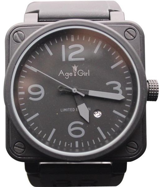 

wristwatches men automatic mechanical bell aviation sport dive watch br01-92 black rubber, Slivery;brown