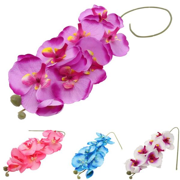 

1pc long artificial butterfly orchid flowers home decor real touch silk fake flower bouquet for wedding decoration decorative &