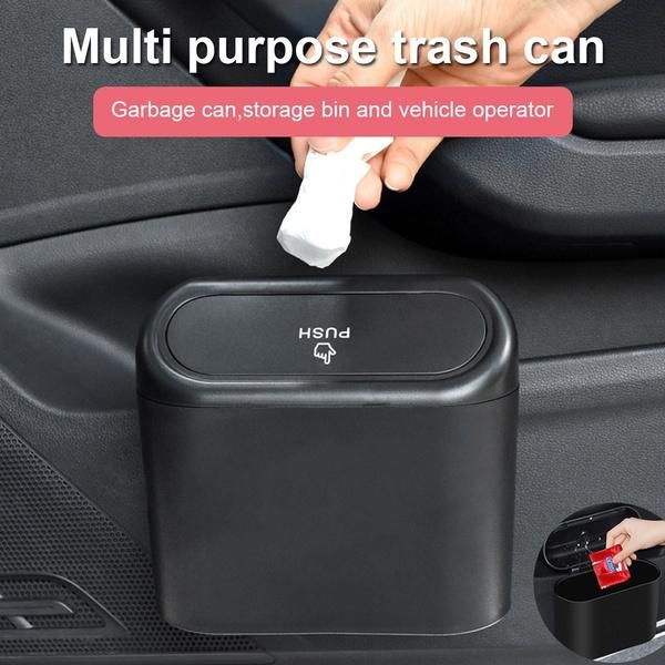 

car organizer trash bin mini hanging garbage can flip lid interior box auto stowing tidying waste container accessories